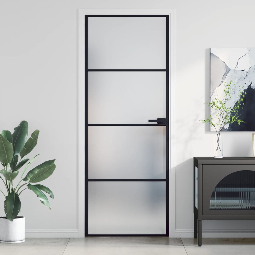 Schuifdeur Gehard Glas En Aluminium Zwart En Mat