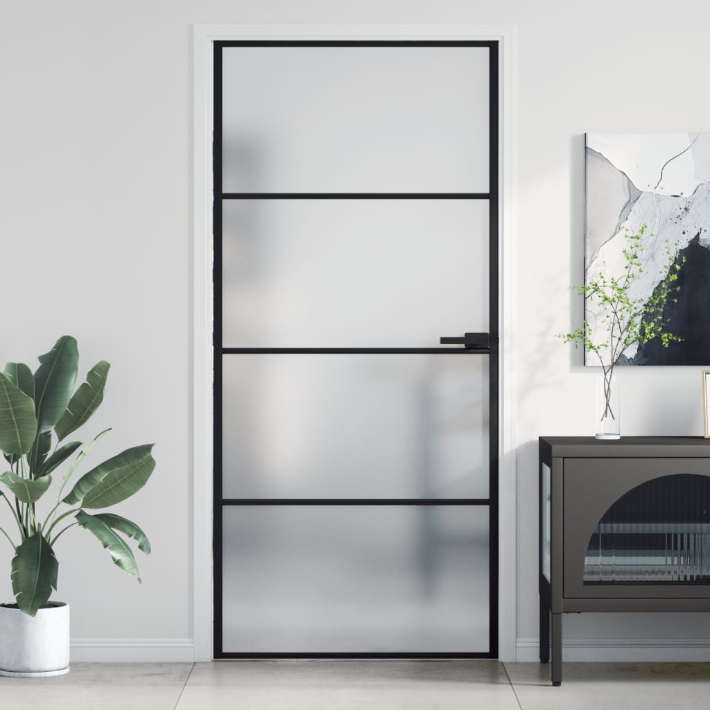 Schuifdeur Gehard Glas En Aluminium Zwart En Mat