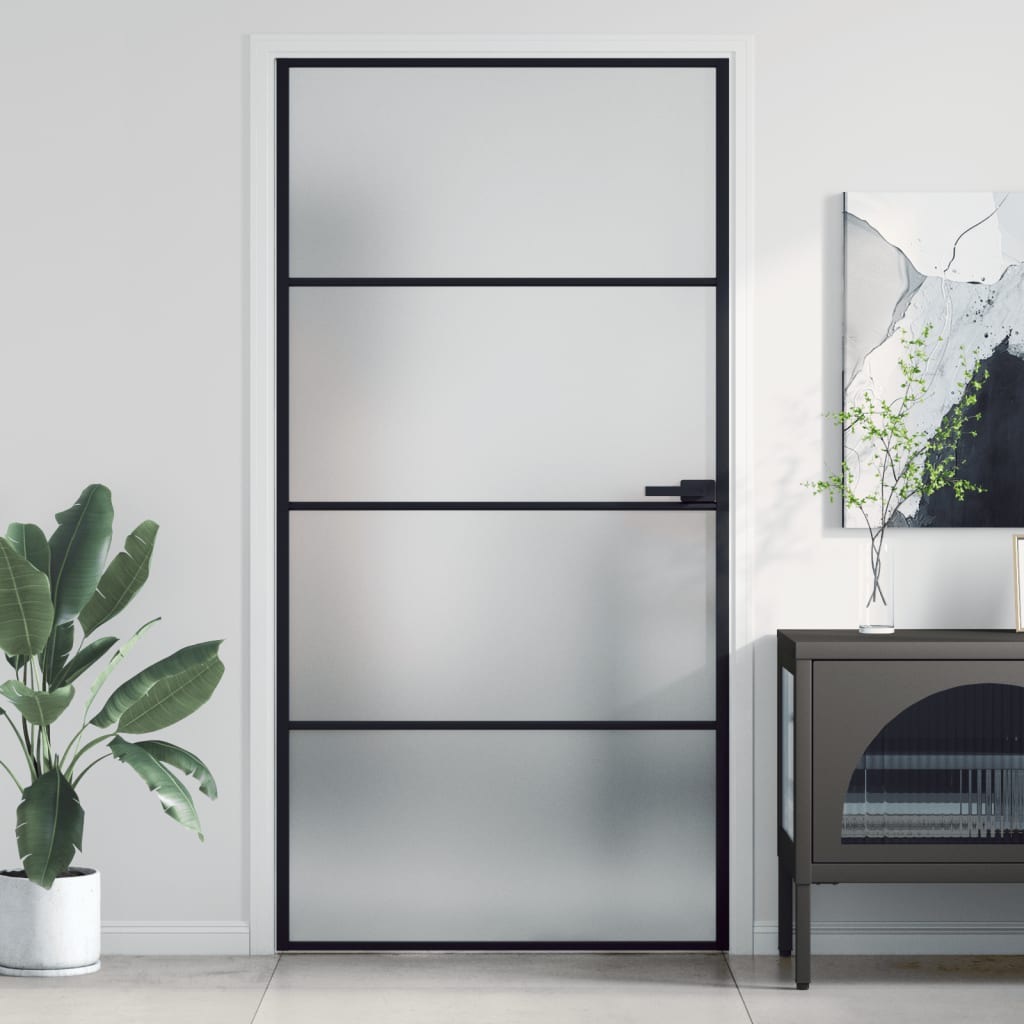 Schuifdeur Gehard Glas En Aluminium Zwart En Mat