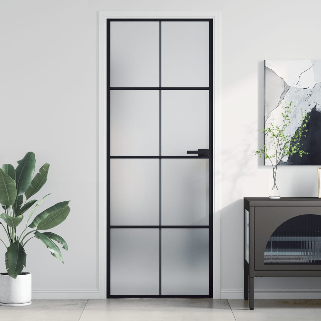Schuifdeur Gehard Glas En Aluminium Zwart En Mat