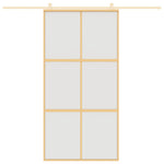 Schuifdeur 102,5X205 Cm Esg-Glas En Aluminium Goudkleurig En Mat