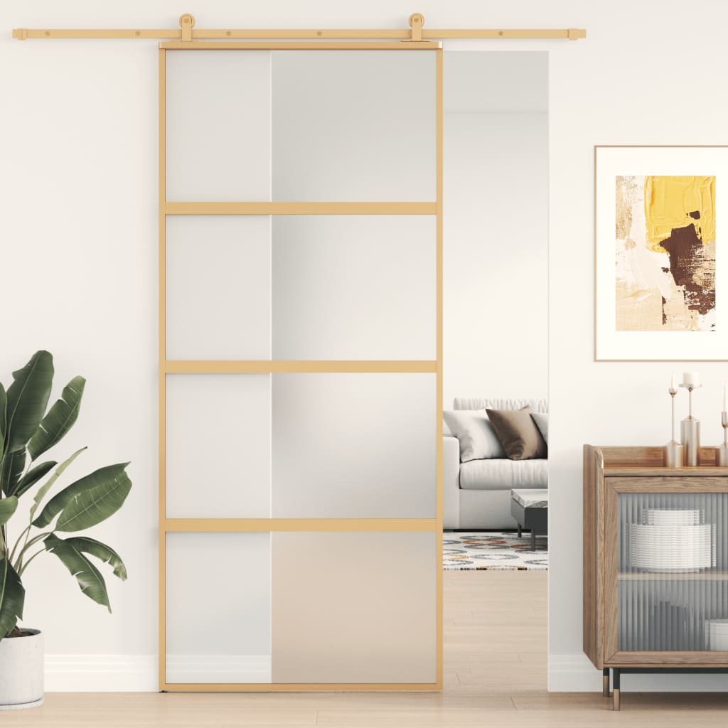 Schuifdeur Esg-Glas En Aluminium Kleurig Goud