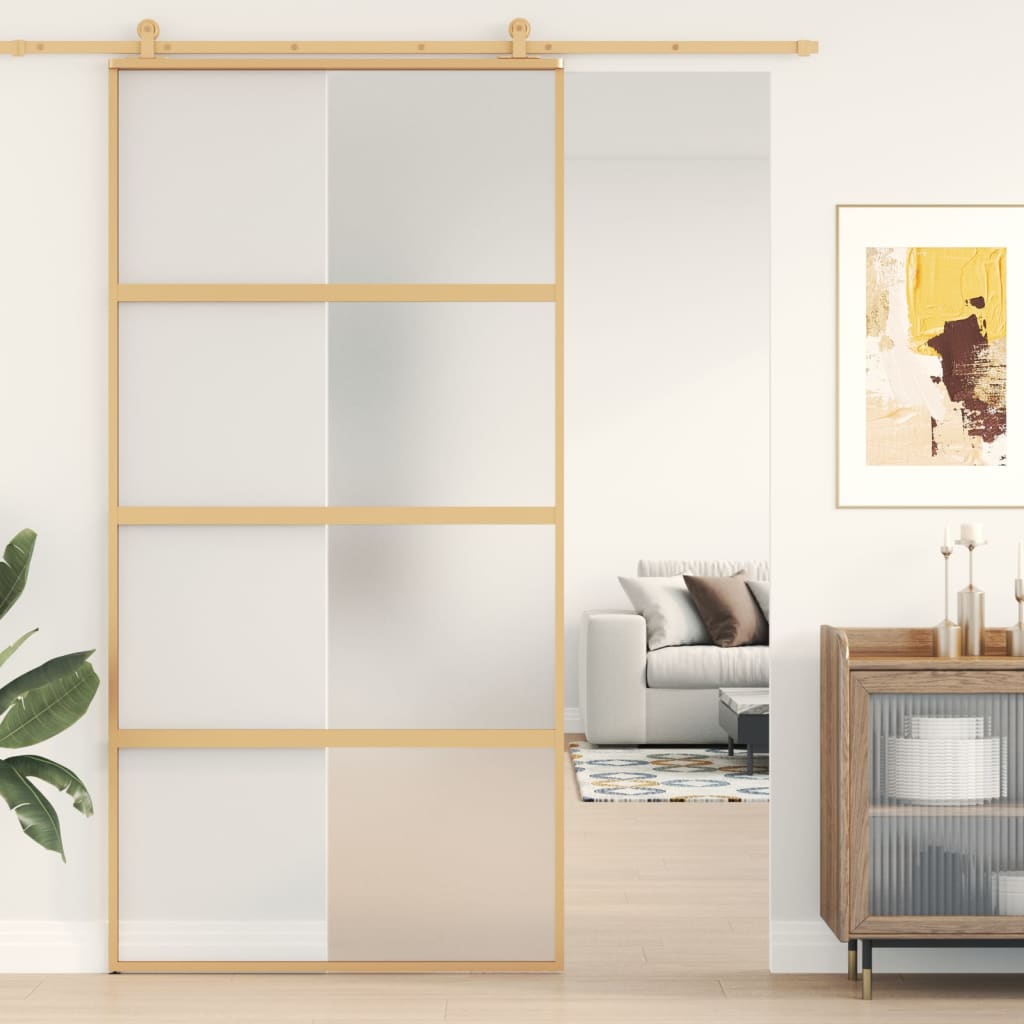 Schuifdeur Esg-Glas En Aluminium Kleurig Goud
