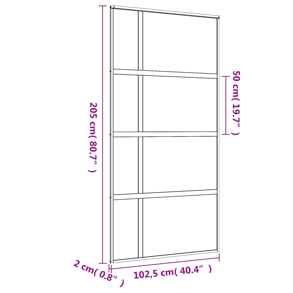 Schuifdeur 102,5X205 Cm Esg-Glas En Aluminium Kleurig Goud