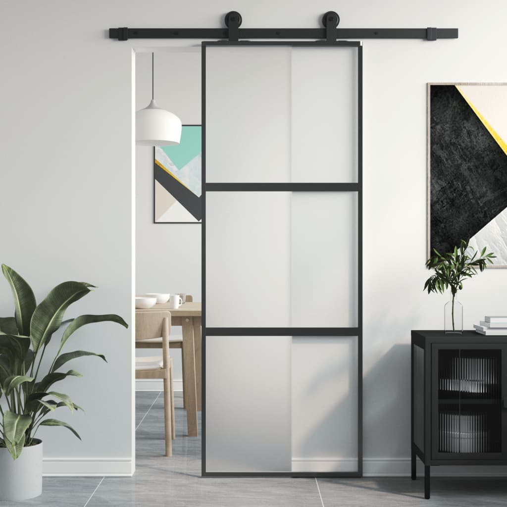 Schuifdeur Gehard Glas En Aluminium Zwart En Mat