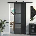 Schuifdeur 102,5X205 Cm Gehard Glas En Aluminium Zwart