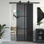 Schuifdeur 102,5X205 Cm Gehard Glas En Aluminium Zwart
