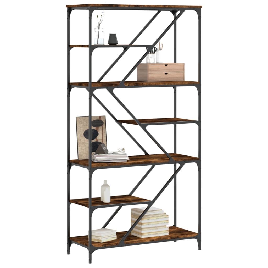 Boekenrek 91X36X176 Cm Bewerkt Hout En Staal Kleur