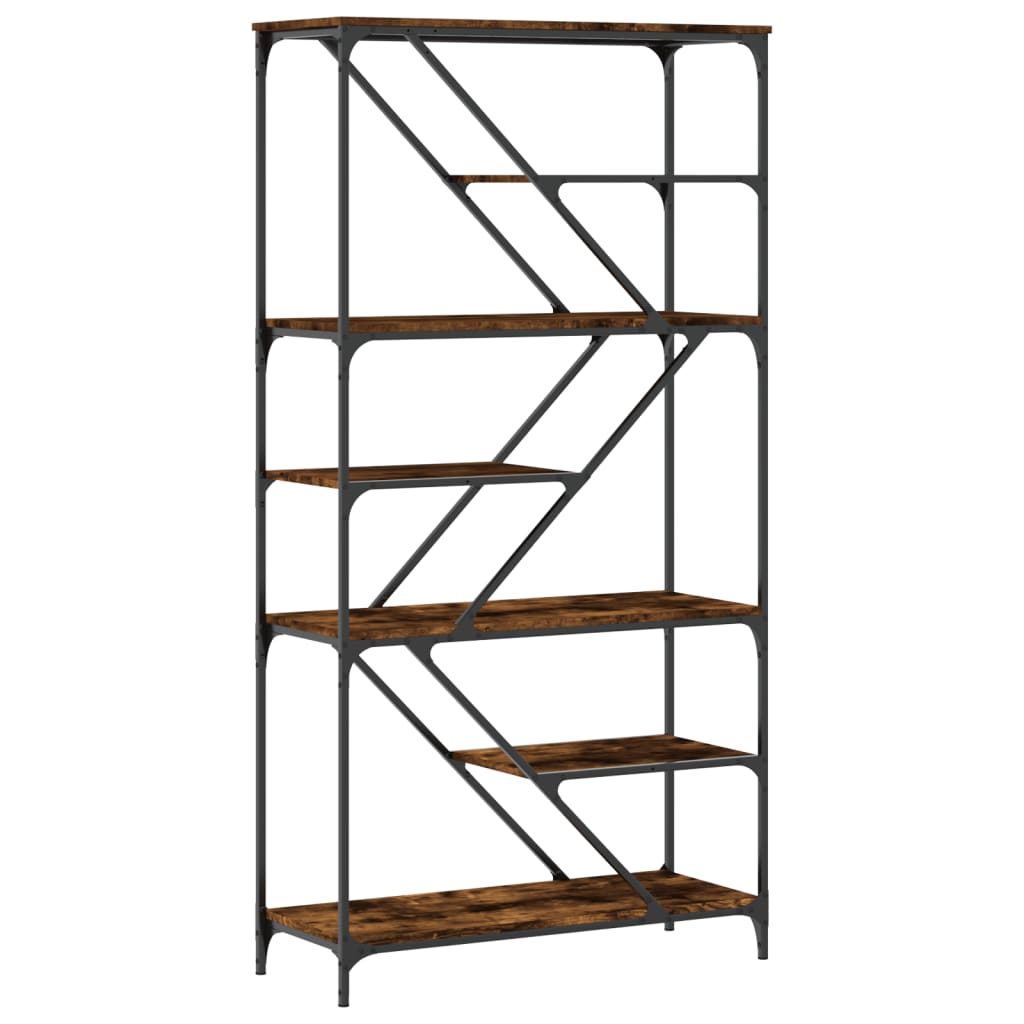 Boekenrek 91X36X176 Cm Bewerkt Hout En Staal Kleur