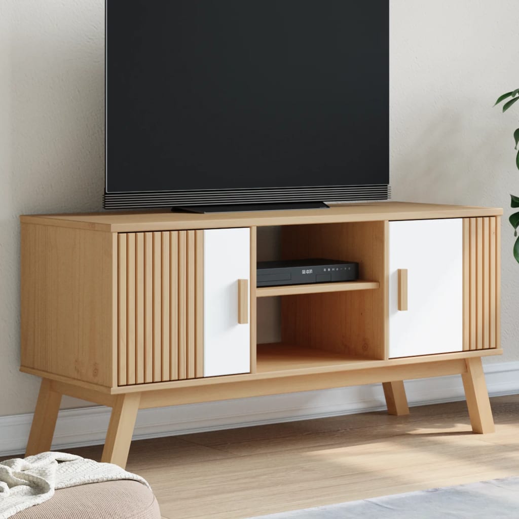 Tv-Meubel Olden 114X43X57 Cm Massief Grenenhout