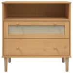 Dressoir Senja Rattan-Look 80X40X80 Cm Massief Grenenhout