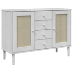 Dressoir Senja Rattan-Look 112X40X80 Cm Massief Grenenhout