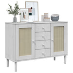 Dressoir Senja Rattan-Look 112X40X80 Cm Massief Grenenhout