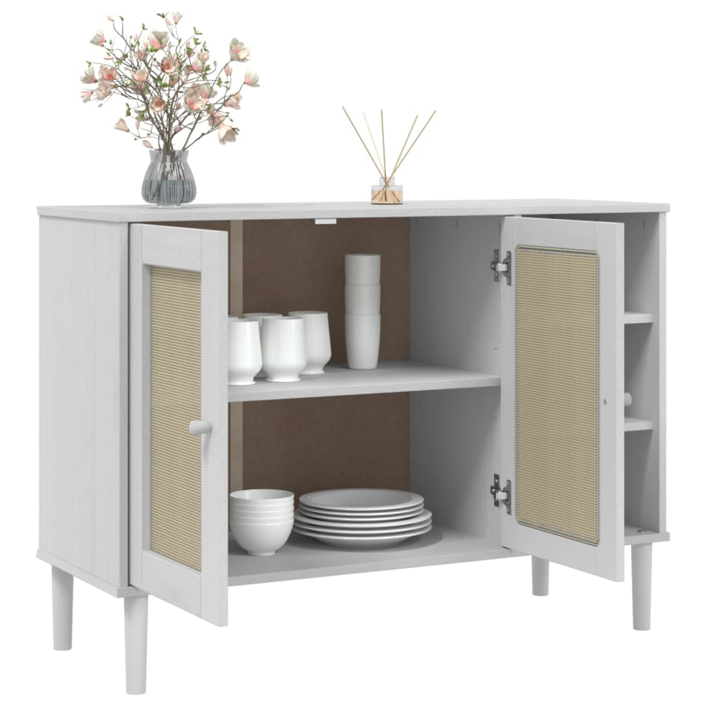 Dressoir Senja 112X40X80 Cm Rattan Look Massief Grenenhout