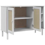 Dressoir Senja 112X40X80 Cm Rattan Look Massief Grenenhout