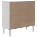 Dressoir Senja 80X35X80 Cm Rattan Look Massief Grenenhout