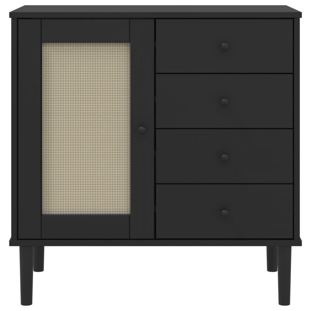 Dressoir Senja 80X40X80 Cm Rattan Look Massief Grenenhout
