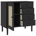 Dressoir Senja 80X40X80 Cm Rattan Look Massief Grenenhout