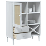 Hoge Kast Senja 90X40X112 Cm Rattan Look Massief Grenenhout