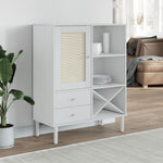 Hoge Kast Senja 90X40X112 Cm Rattan Look Massief Grenenhout