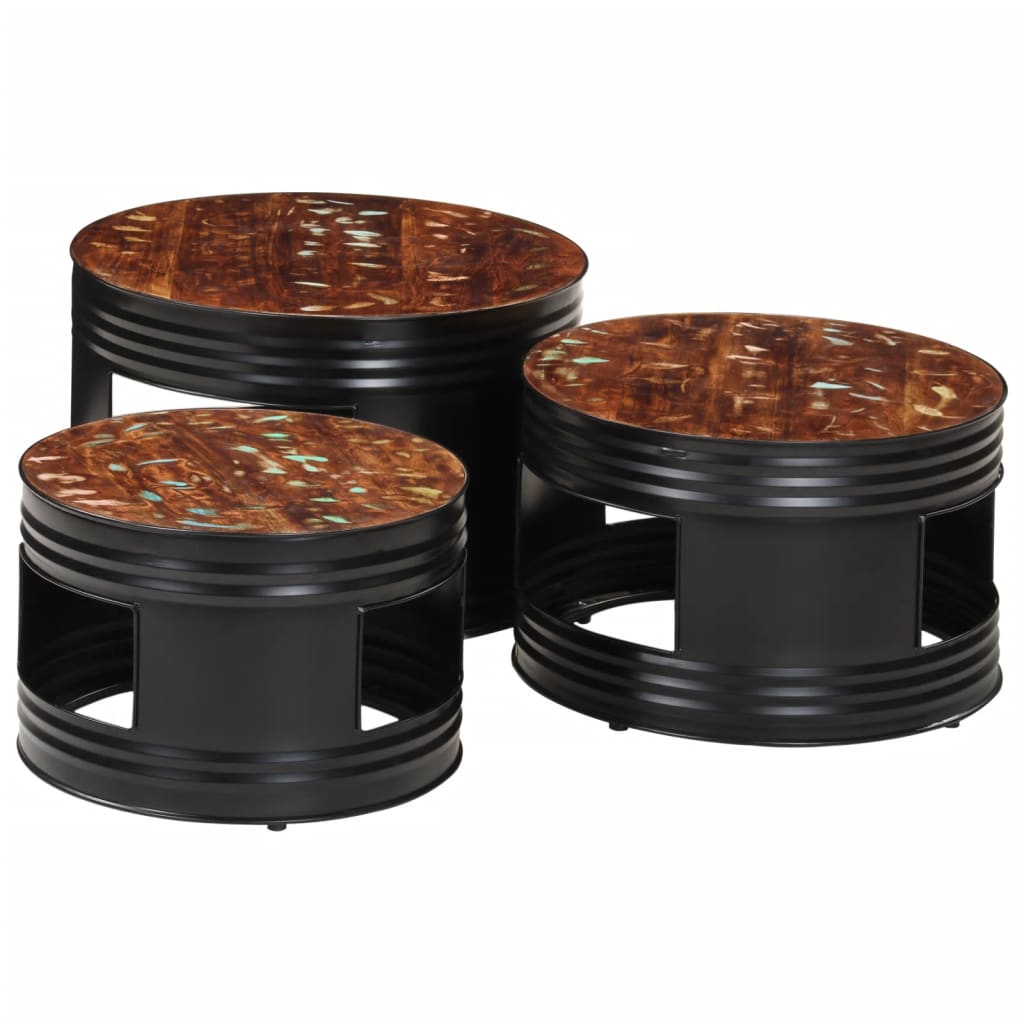 Bartafels 3 St Trommelvormig Massief Gerecycled Hout