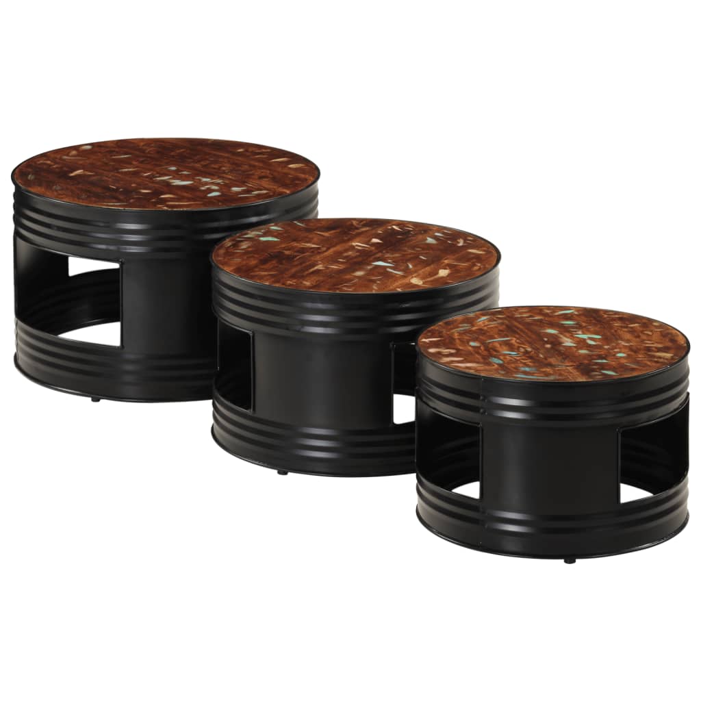 Bartafels 3 St Trommelvormig Massief Gerecycled Hout