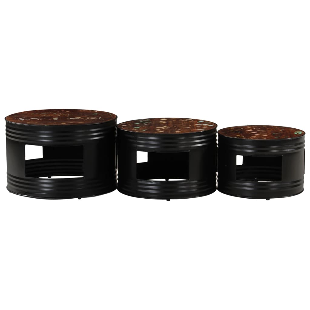 Bartafels 3 St Trommelvormig Massief Gerecycled Hout