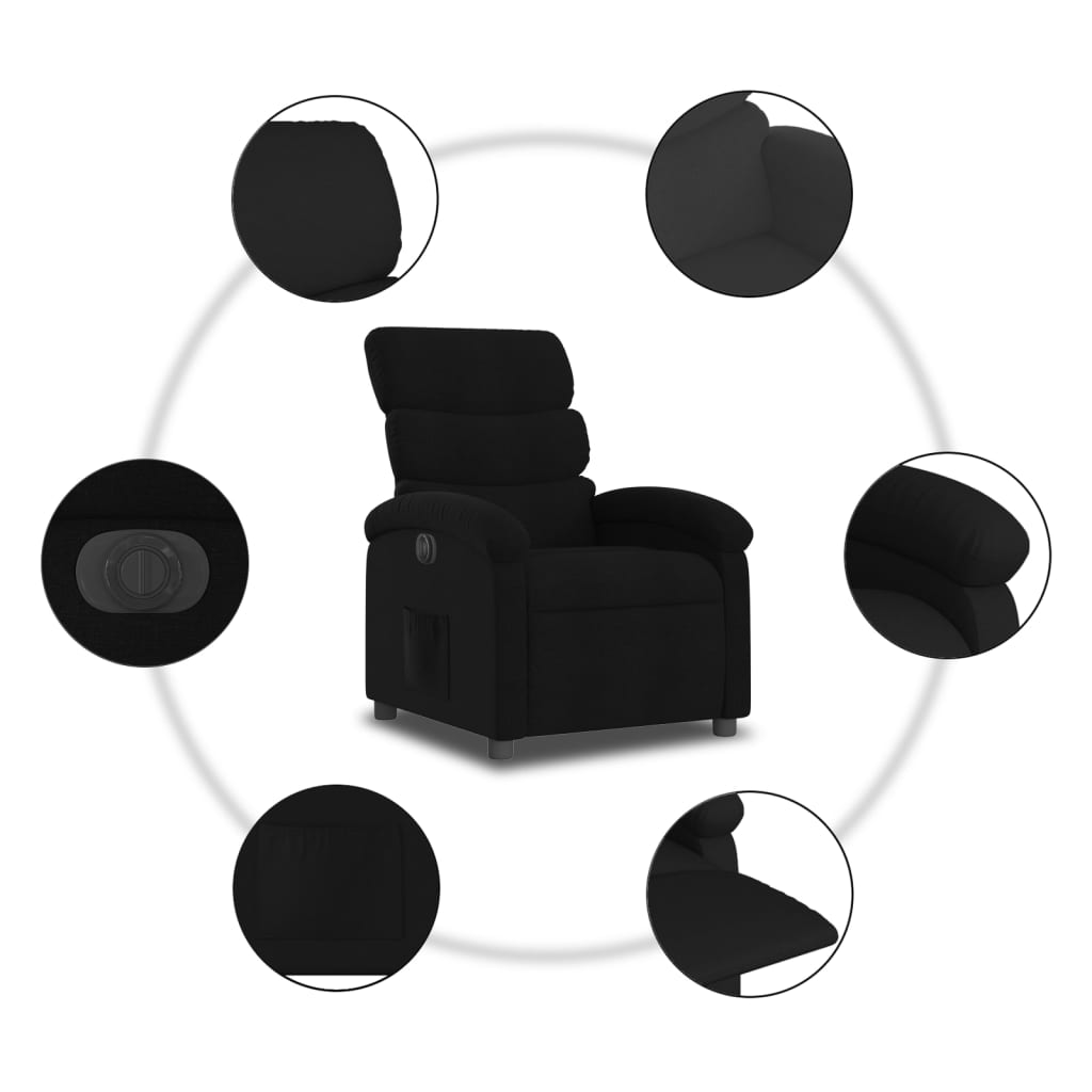 Fauteuil Verstelbaar Elektrisch Stof Zwart