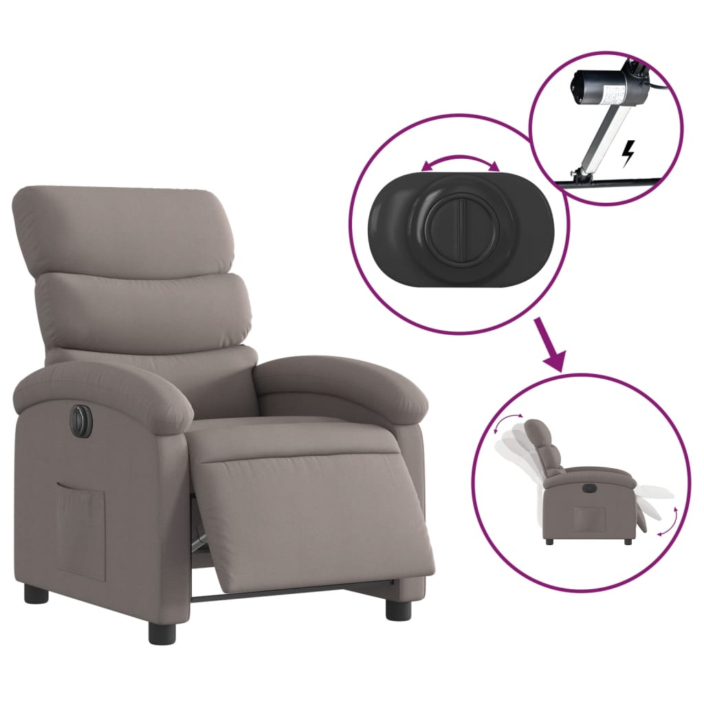Fauteuil Verstelbaar Elektrisch Stof Taupe
