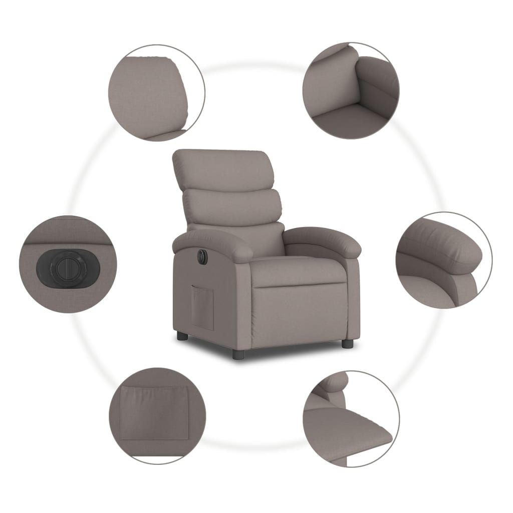 Fauteuil Verstelbaar Elektrisch Stof Taupe