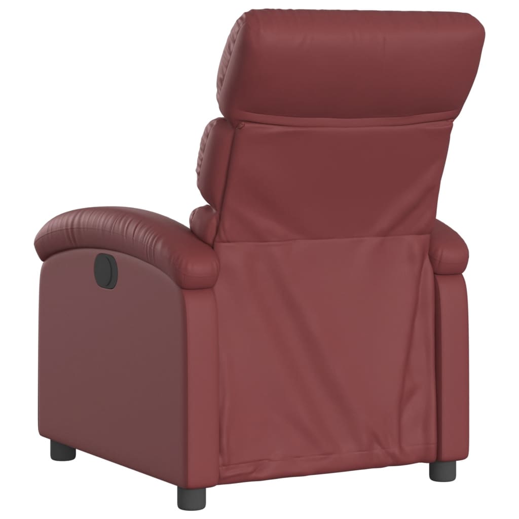 Fauteuil Verstelbaar Elektrisch Kunstleer Wijnrood