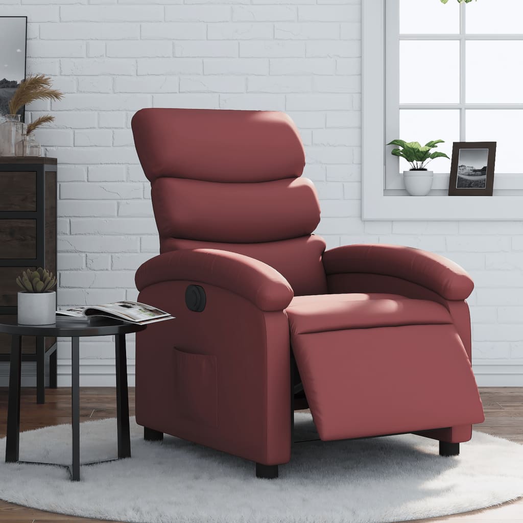 Fauteuil Verstelbaar Elektrisch Kunstleer Wijnrood