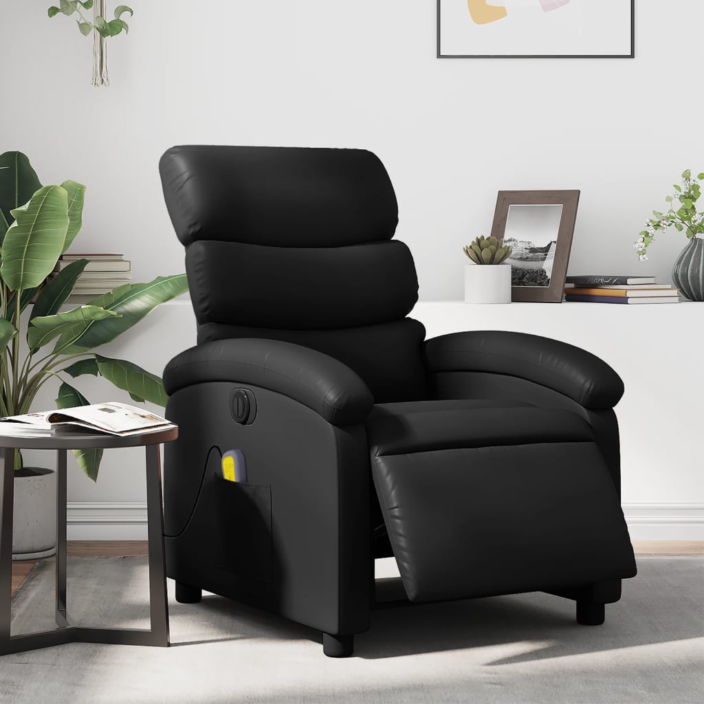 Massagestoel Verstelbaar Elektrisch Kunstleer Zwart