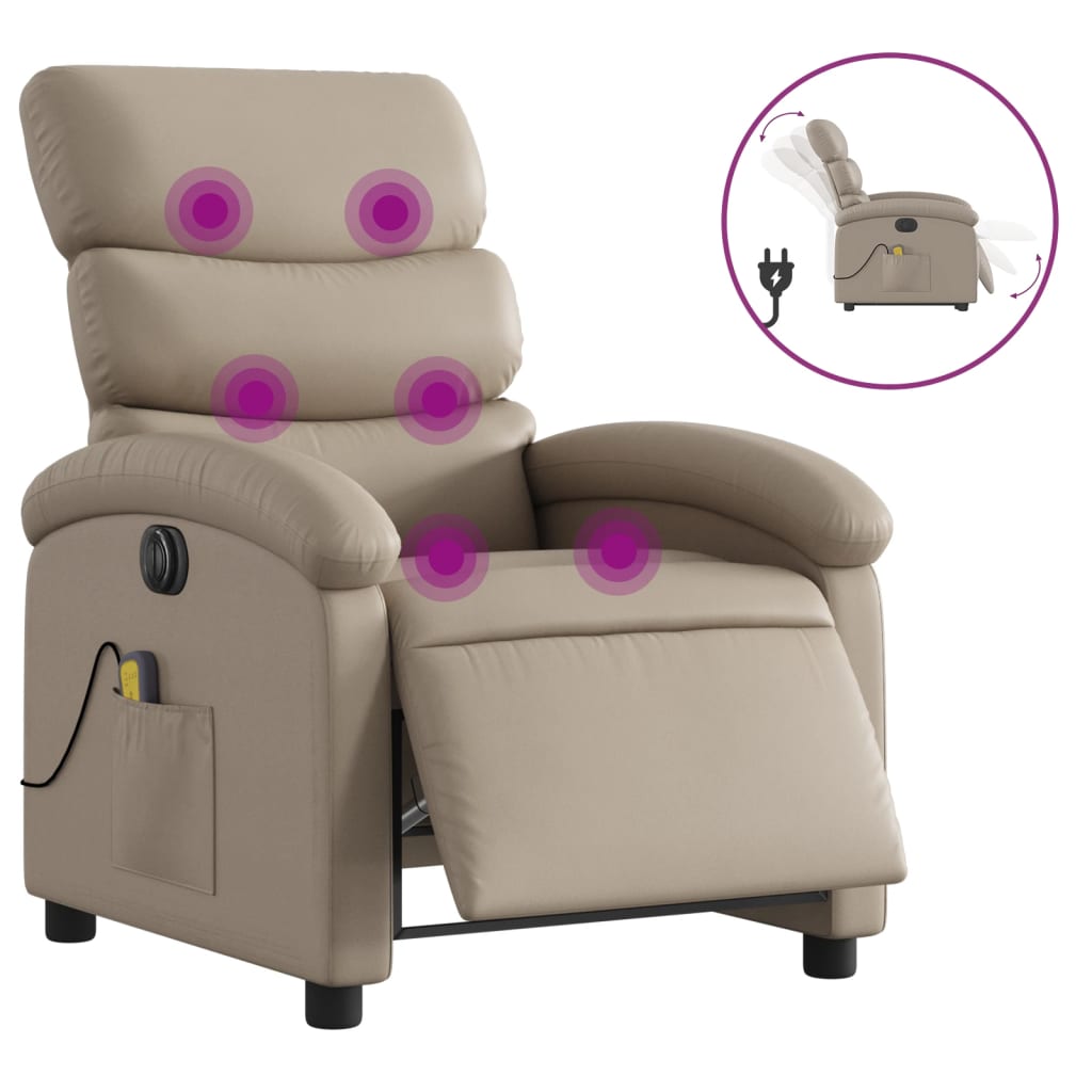 Massagestoel Verstelbaar Elektrisch Kunstleer Kleurig Cappuccino