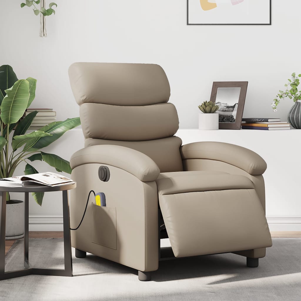 Massagestoel Verstelbaar Elektrisch Kunstleer Kleurig Cappuccino