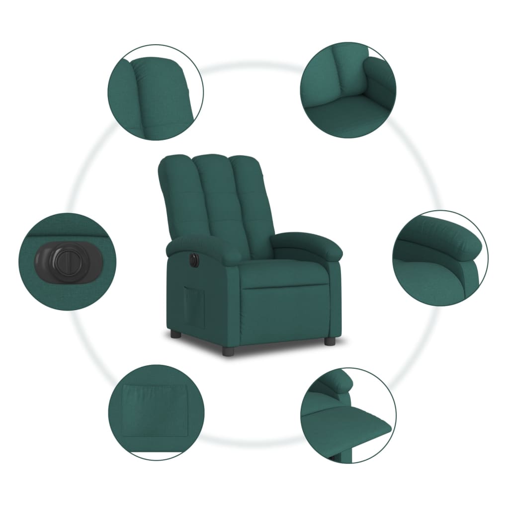 Fauteuil Verstelbaar Elektrisch Stof Donkergroen