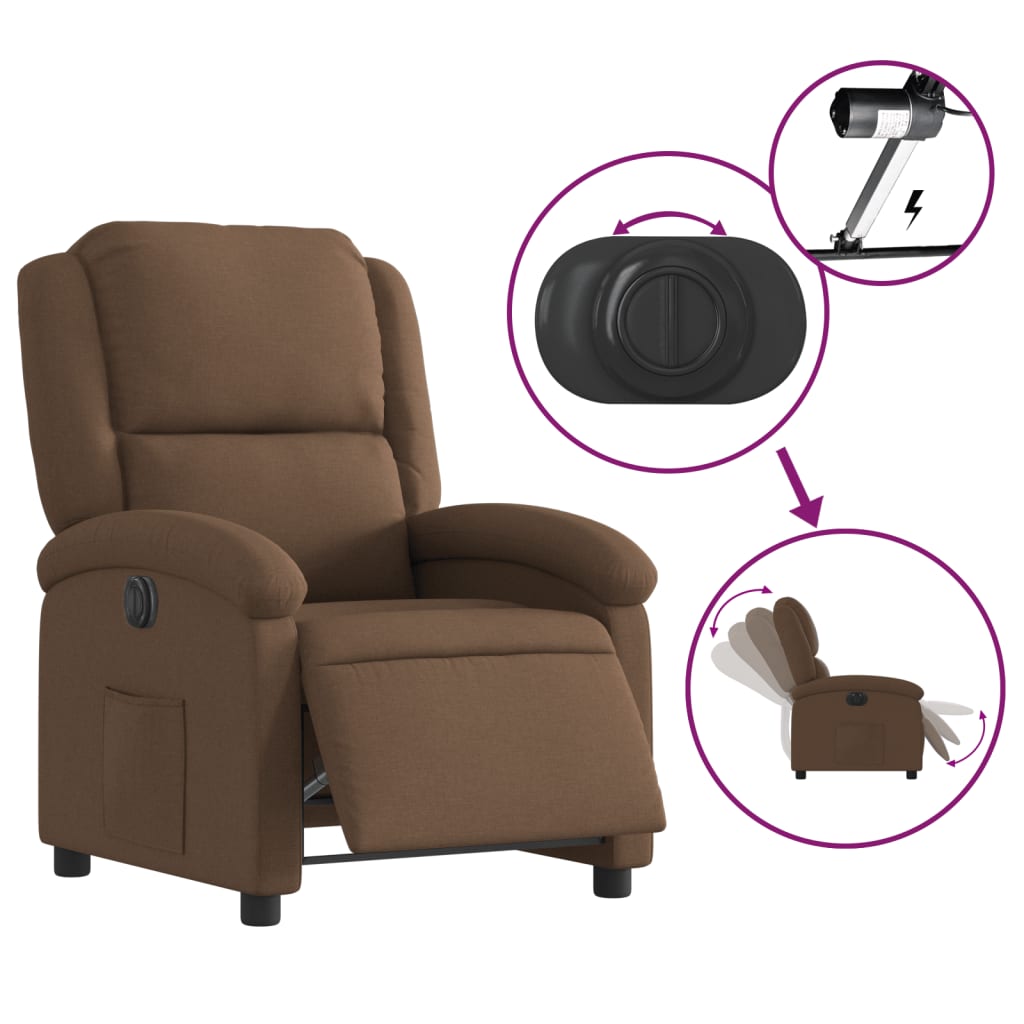 Fauteuil Verstelbaar Elektrisch Stof Bruin