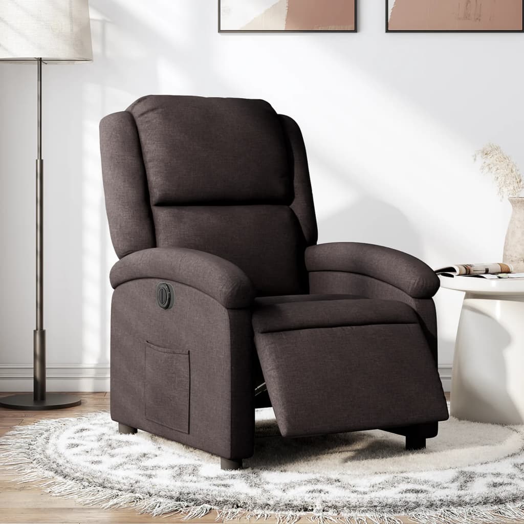 Fauteuil Verstelbaar Elektrisch Stof Donkerbruin