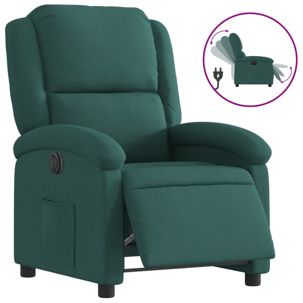 Fauteuil Verstelbaar Elektrisch Stof Donkergroen