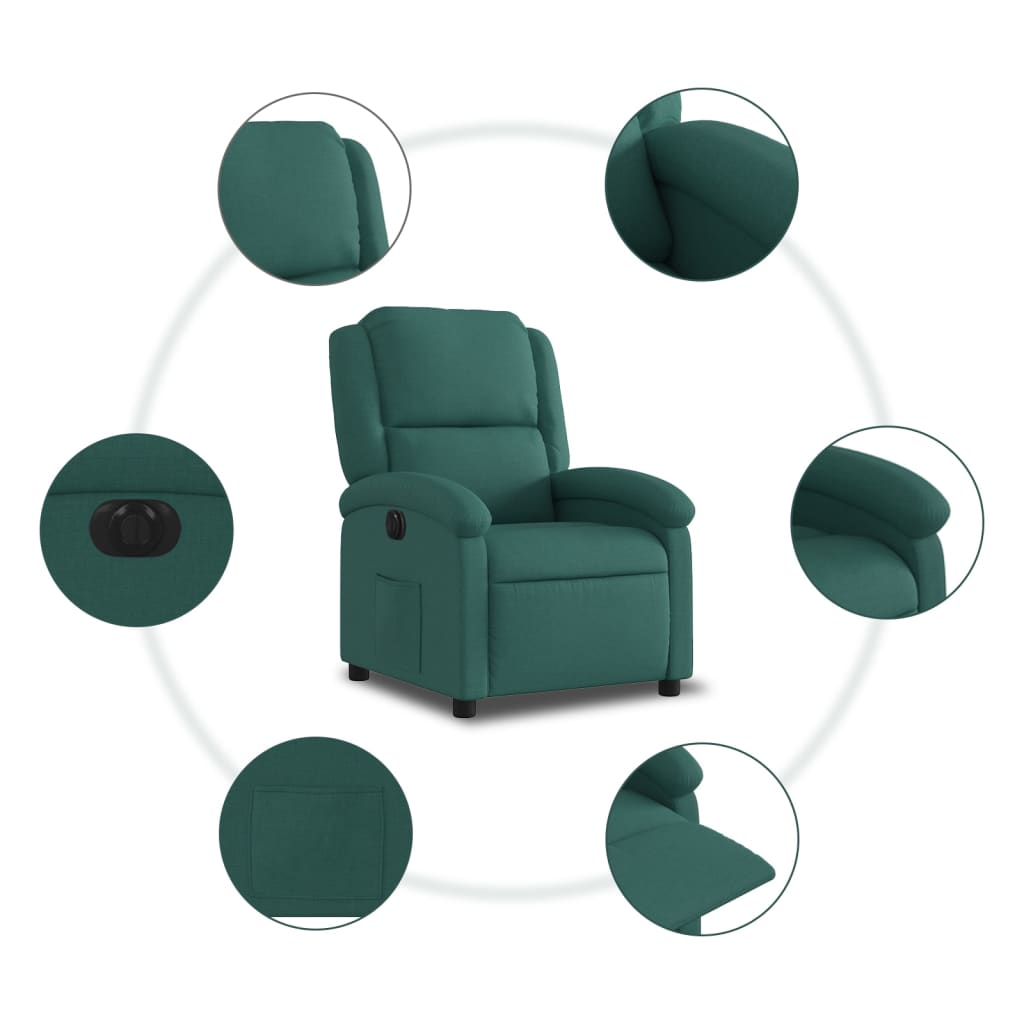 Fauteuil Verstelbaar Elektrisch Stof Donkergroen