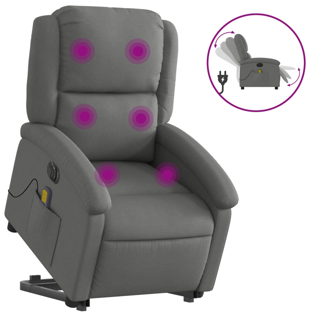 Sta-Op-Massagestoel Stof Donkergrijs