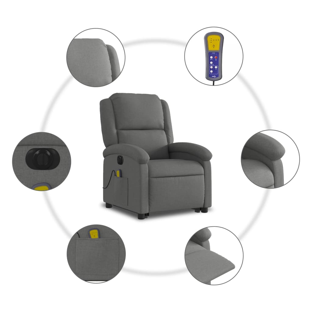 Sta-Op-Massagestoel Stof Donkergrijs
