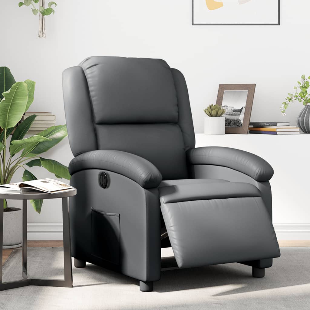 Fauteuil Verstelbaar Elektrisch Kunstleer Grijs