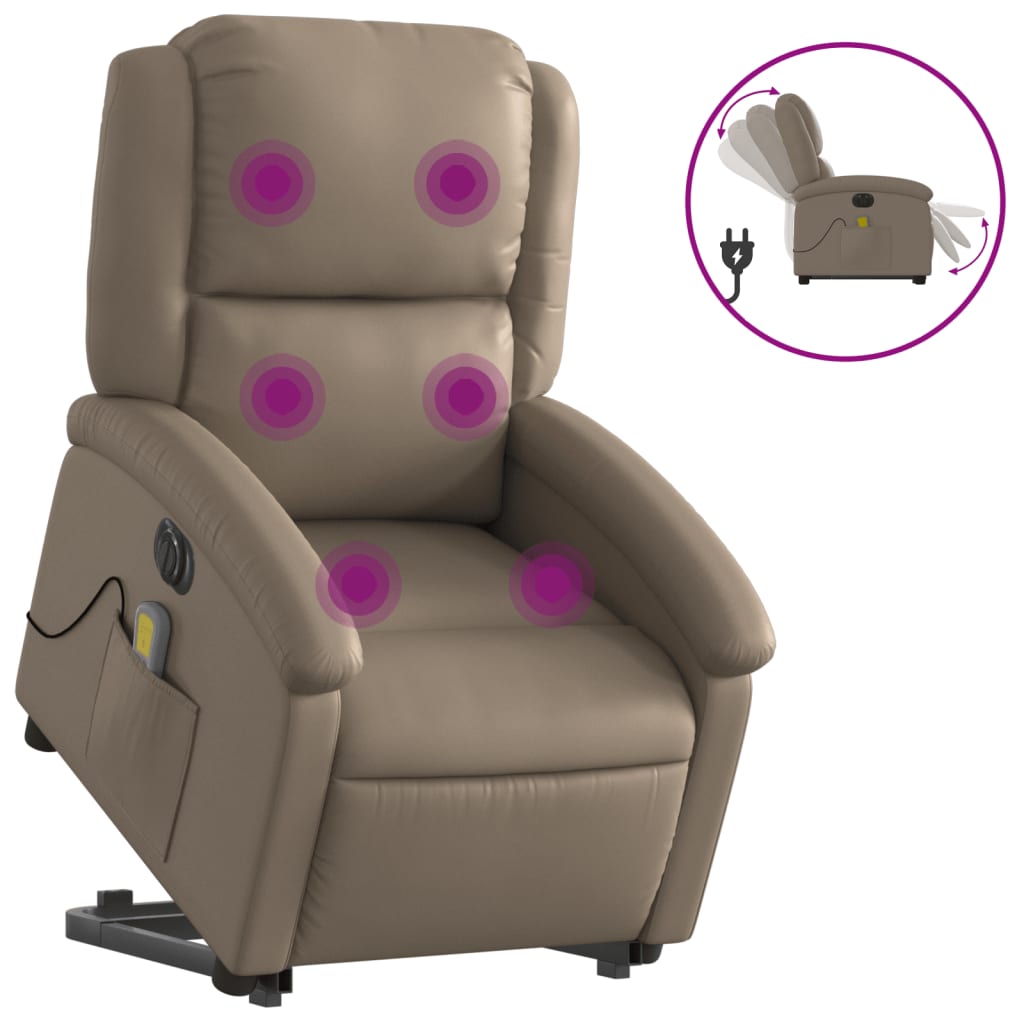 Sta-Op-Massagestoel Elektrisch Kunstleer Kleurig Cappuccino