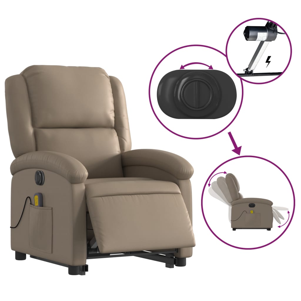 Sta-Op-Massagestoel Elektrisch Kunstleer Kleurig Cappuccino