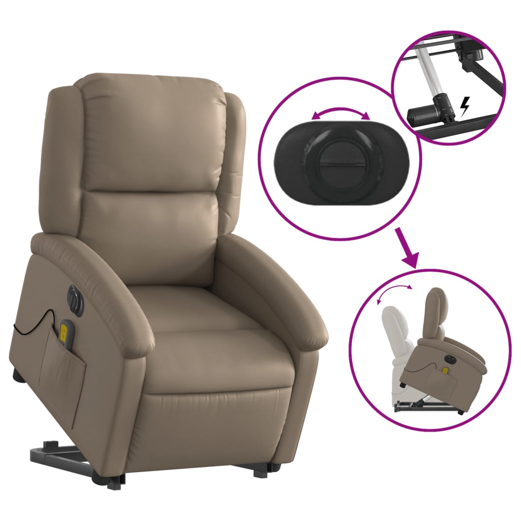 Sta-Op-Massagestoel Elektrisch Kunstleer Kleurig Cappuccino