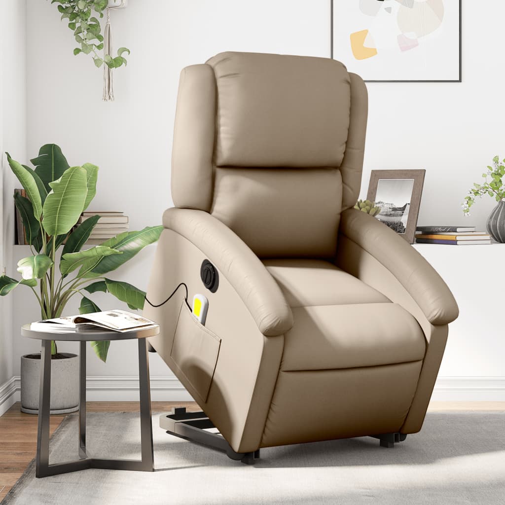 Sta-Op-Massagestoel Elektrisch Kunstleer Kleurig Cappuccino