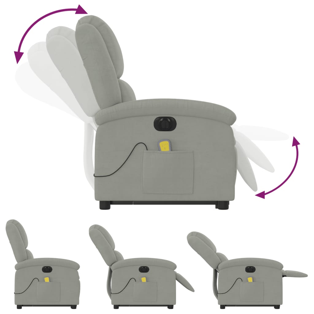 Sta-Op-Massagestoel Fluweel Lichtgrijs