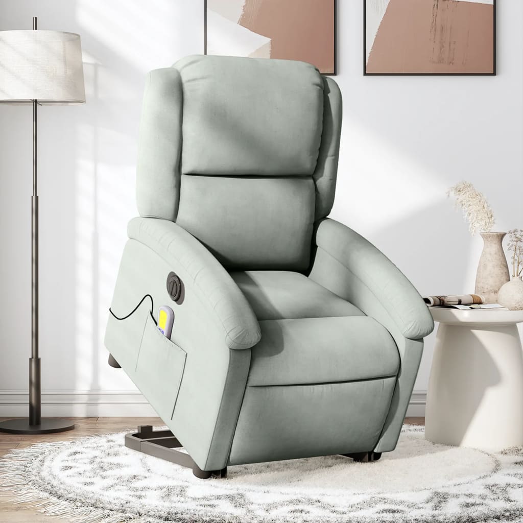 Sta-Op-Massagestoel Fluweel Lichtgrijs
