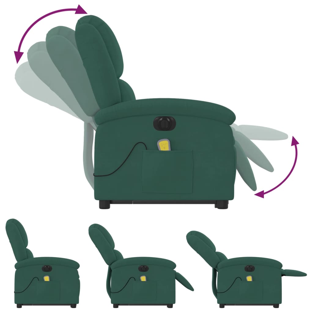 Sta-Op-Massagestoel Fluweel Donkergroen
